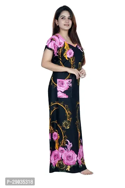 Fancy Satin Printed Nighty For Women-thumb5