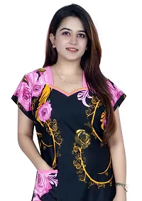 Fancy Satin Printed Nighty For Women-thumb1