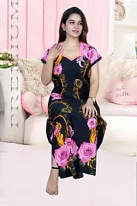 Fancy Satin Printed Nighty For Women-thumb2