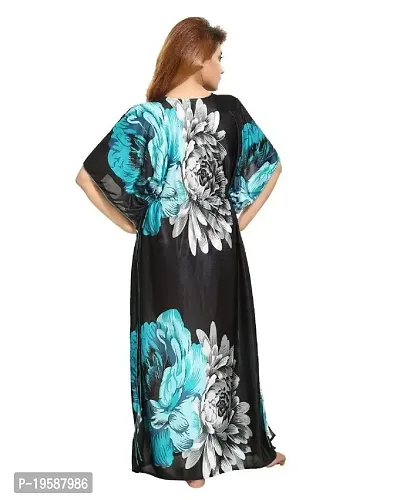 DiljeetTM Women's Satin Floral Maxi Nighty (DIL-K-RDBK_Green)-thumb2