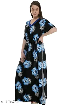 DILJEET Women's- Floral Kaftan/Nighty/Maxi/Gown (X-Large, Blue)-thumb2