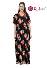 DILJEET Women's- Floral Kaftan/Nighty/Maxi/Gown (X-Large, Red)-thumb1