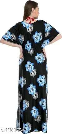 DILJEET Women's- Floral Kaftan/Nighty/Maxi/Gown (X-Large, Blue)-thumb1