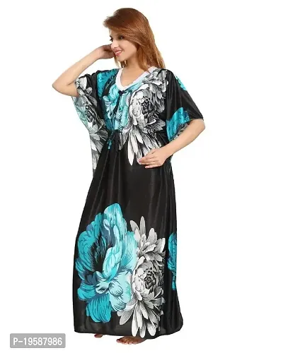 DiljeetTM Women's Satin Floral Maxi Nighty (DIL-K-RDBK_Green)-thumb4