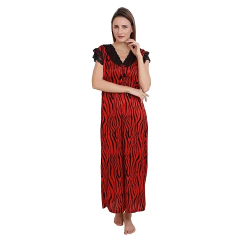 DILJEET? Women's Satin Tiger Print Nightwear (Large/Extra Large/Medium)