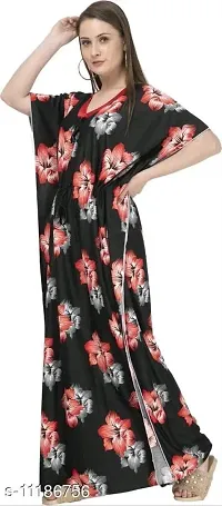 DILJEET Women's- Floral Kaftan/Nighty/Maxi/Gown (X-Large, Red)-thumb4