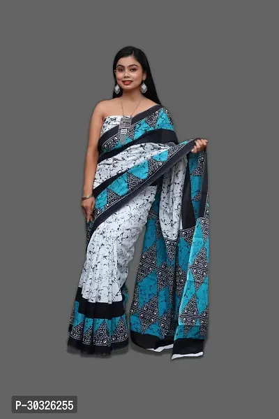 Beautiful Cotton Saree With Blouse Piece For Women-thumb0