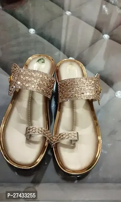 Elegant Golden Synthetic Embellished Sandals For Women