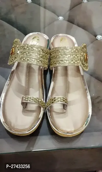 Elegant Golden Synthetic Embellished Sandals For Women