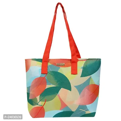 JELLIFY Leaf Floral Printed Canvas Fatty Tote Bag For Women/Girls/Women Fatty Tote Bag, Handbag, Women Handbag (Green)-thumb0