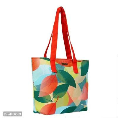 JELLIFY Leaf Floral Printed Canvas Fatty Tote Bag For Women/Girls/Women Fatty Tote Bag, Handbag, Women Handbag (Green)-thumb4