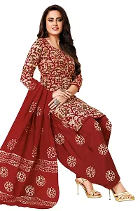 Miraan Elegant Cotton Maroon Printed Straight Kurta With Salwar And Dupatta Set For Women-thumb3