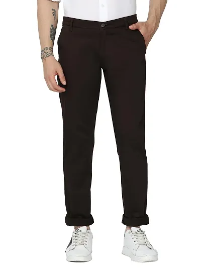 Miraan Stylish Satin Cotton Solid Casual Trousers For Men