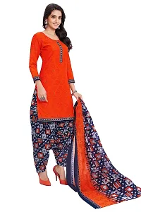 Miraan Elegant Cotton Orange Printed Straight Kurta With Salwar And Dupatta Set For Women-thumb3