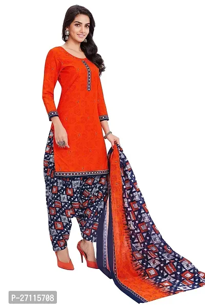 Miraan Elegant Cotton Orange Printed Straight Kurta With Salwar And Dupatta Set For Women-thumb4