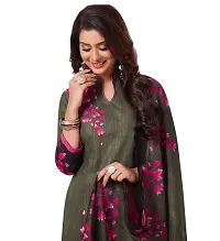 Miraan Elegant Cotton Olive Printed Straight Kurta With Churidar Salwar And Dupatta Set For Women-thumb3