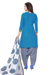 Miraan Elegant Cotton Sky Blue Printed Straight Kurta With Salwar And Dupatta Set For Women-thumb1