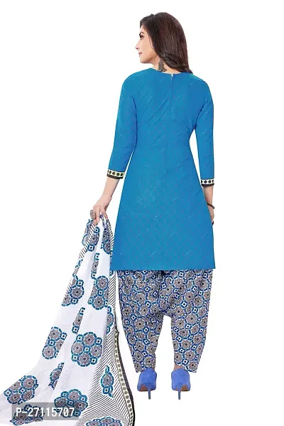 Miraan Elegant Cotton Sky Blue Printed Straight Kurta With Salwar And Dupatta Set For Women-thumb2