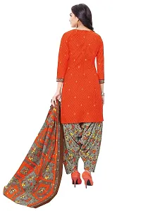 Miraan Elegant Cotton Orange Printed Straight Kurta With Salwar And Dupatta Set For Women-thumb1