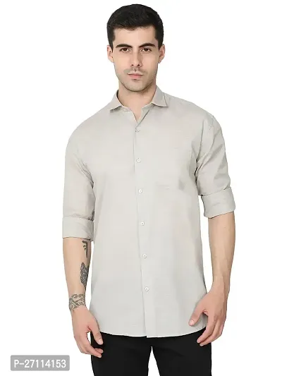 Miraan Stylish Grey Linen Cotton Shirt For Men