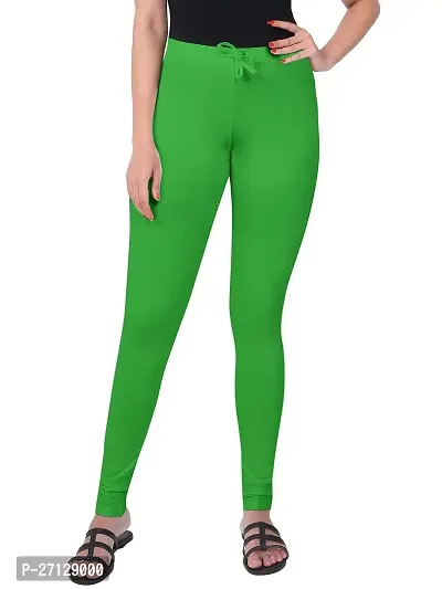 Miraan Fabulous Green Cotton Blend Churidar Leggings For Women-thumb0