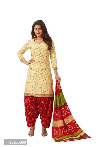 Elegant Cotton Printed Kurta with Bottom And Dupatta Set For Women-thumb0