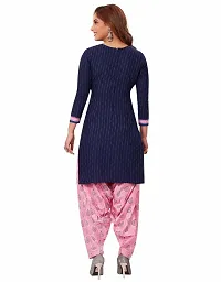 Miraan Elegant Cotton Navy Blue Printed Straight Kurta With Salwar And Dupatta Set For Women-thumb1