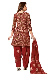 Miraan Elegant Cotton Maroon Printed Straight Kurta With Salwar And Dupatta Set For Women-thumb1