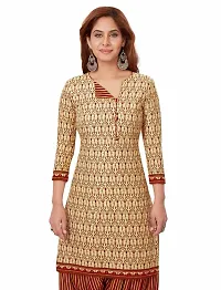 Miraan Elegant Cotton Beige Printed Straight Kurta With Salwar And Dupatta Set For Women-thumb3