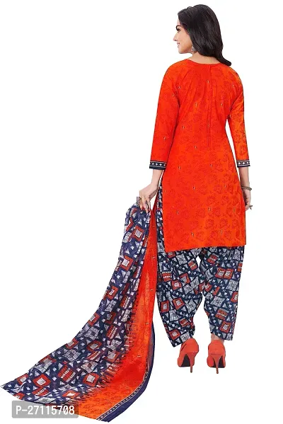 Miraan Elegant Cotton Orange Printed Straight Kurta With Salwar And Dupatta Set For Women-thumb2