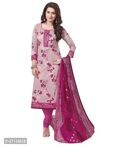 Miraan Elegant Cotton Magenta Printed Straight Kurta With Churidar Salwar And Dupatta Set For Women
