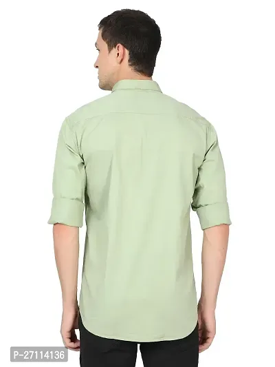 Miraan Stylish Light Green Cotton Double Pocket Shirt For Men-thumb2