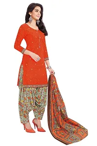 Miraan Elegant Cotton Orange Printed Straight Kurta With Salwar And Dupatta Set For Women-thumb3