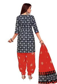 Miraan Elegant Black Cotton Dress Material with Dupatta For Women-thumb1