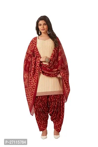 Miraan Elegant Cotton Red Printed Straight Kurta With Salwar And Dupatta Set For Women-thumb0