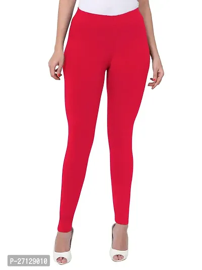 Miraan Fabulous Red Cotton Blend Ankle-length Leggings For Women