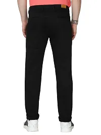 Miraan Stylish Black Satin Cotton Solid Casual Trousers For Men-thumb1