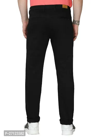 Miraan Stylish Black Satin Cotton Solid Casual Trousers For Men-thumb2