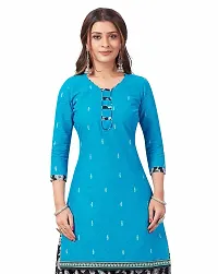 Miraan Elegant Cotton Blue Printed Straight Kurta With Salwar And Dupatta Set For Women-thumb3