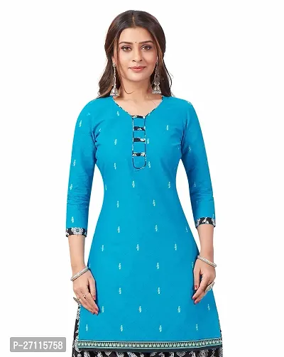 Miraan Elegant Cotton Blue Printed Straight Kurta With Salwar And Dupatta Set For Women-thumb4