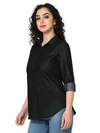 Miraan Stylish Black Denim Solid Shirt For Women-thumb3