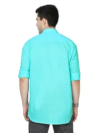 Miraan Stylish Light Blue Linen Cotton Shirt For Men-thumb1