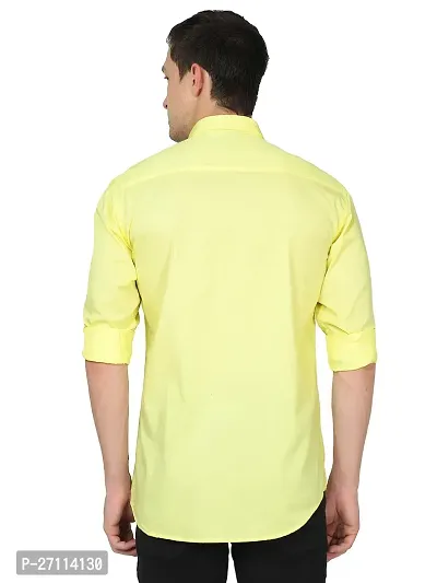 Miraan Stylish Yellow Cotton Double Pocket Shirt For Men-thumb2