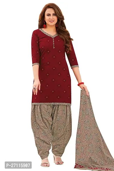 Miraan Elegant Cotton Maroon Printed Straight Kurta With Salwar And Dupatta Set For Women-thumb0