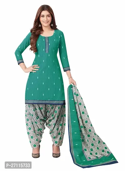 Miraan Elegant Cotton Green Printed Straight Kurta With Salwar And Dupatta Set For Women