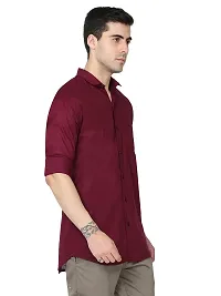 Miraan Stylish Maroon Linen Cotton Shirt For Men-thumb3