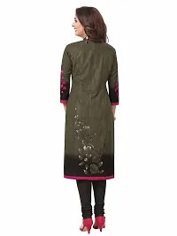 Miraan Elegant Cotton Olive Printed Straight Kurta With Churidar Salwar And Dupatta Set For Women-thumb1