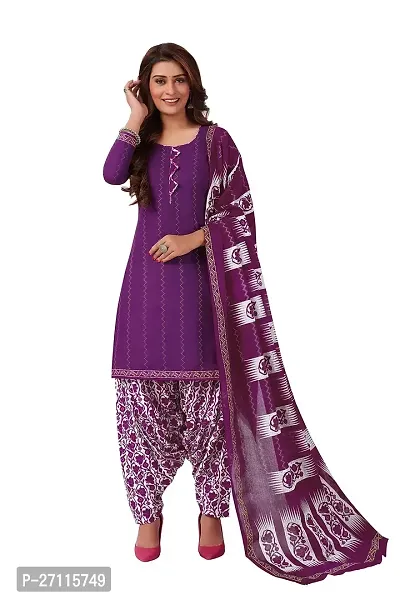 Miraan Elegant Cotton Purple Printed Straight Kurta With Salwar And Dupatta Set For Women