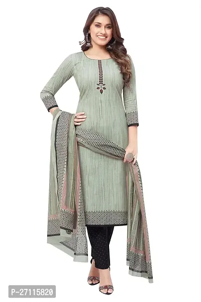 Miraan Elegant Cotton Pista Green Printed Straight Kurta With Churidar Salwar And Dupatta Set For Women