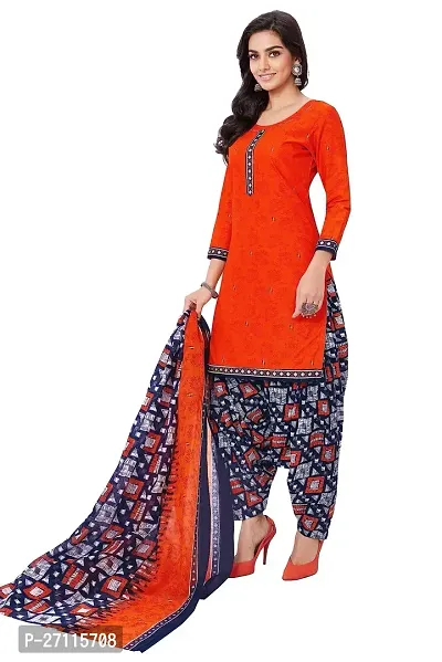 Miraan Elegant Cotton Orange Printed Straight Kurta With Salwar And Dupatta Set For Women-thumb3